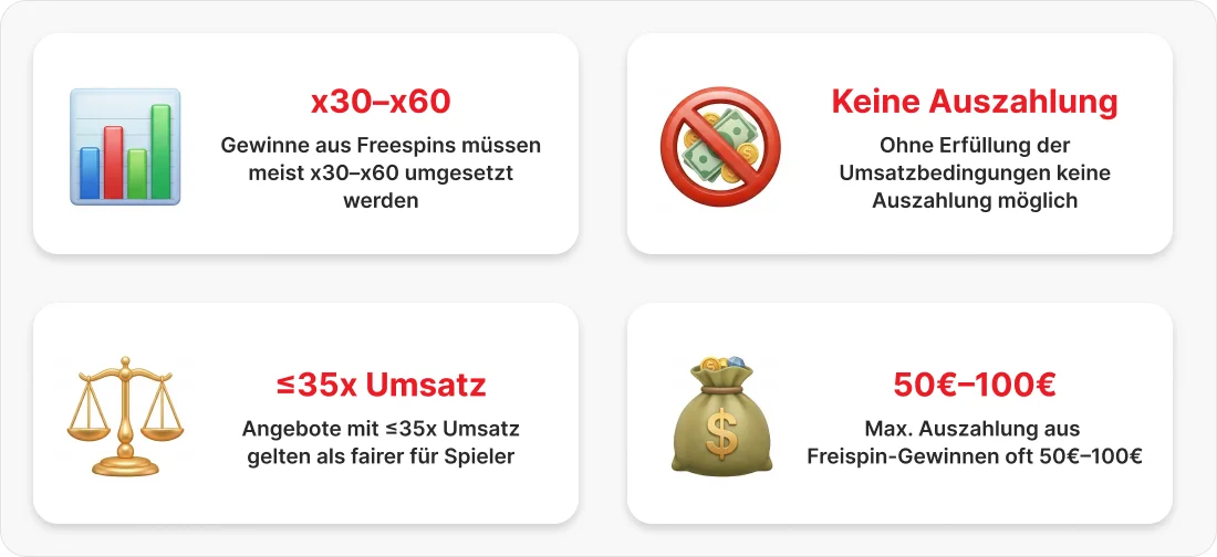 Bonusbedingungen bei Freespins ohne Einzahlung